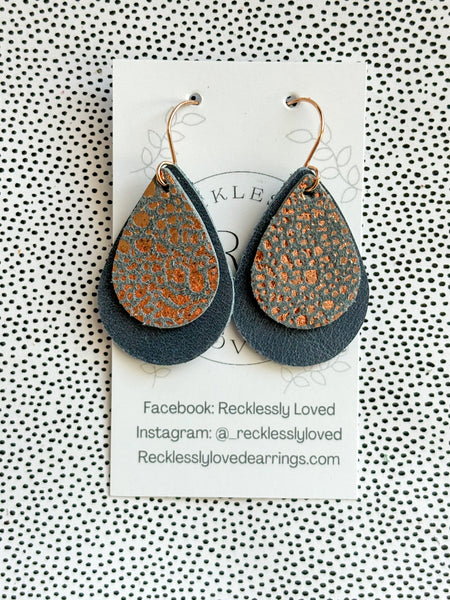 Rose Gold and Gray Earrings
