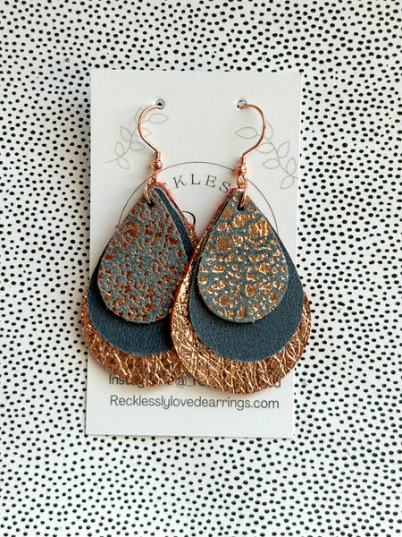 Rose Gold and Gray Earrings