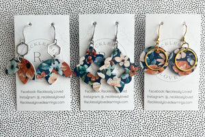 Double sided boho blue earrings