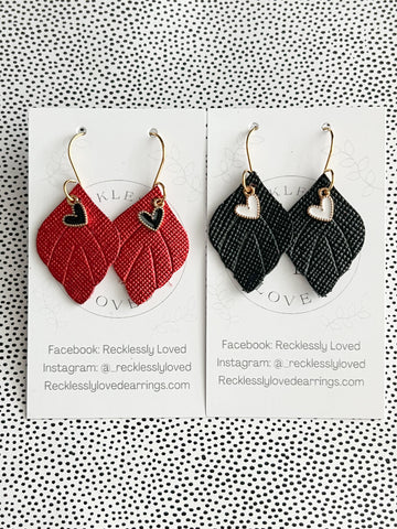 Red or black embossed mini earring