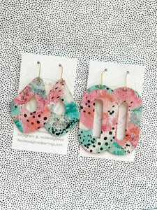 Pink and Turquoise Cork Earrings