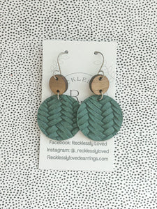 Braided green earrings