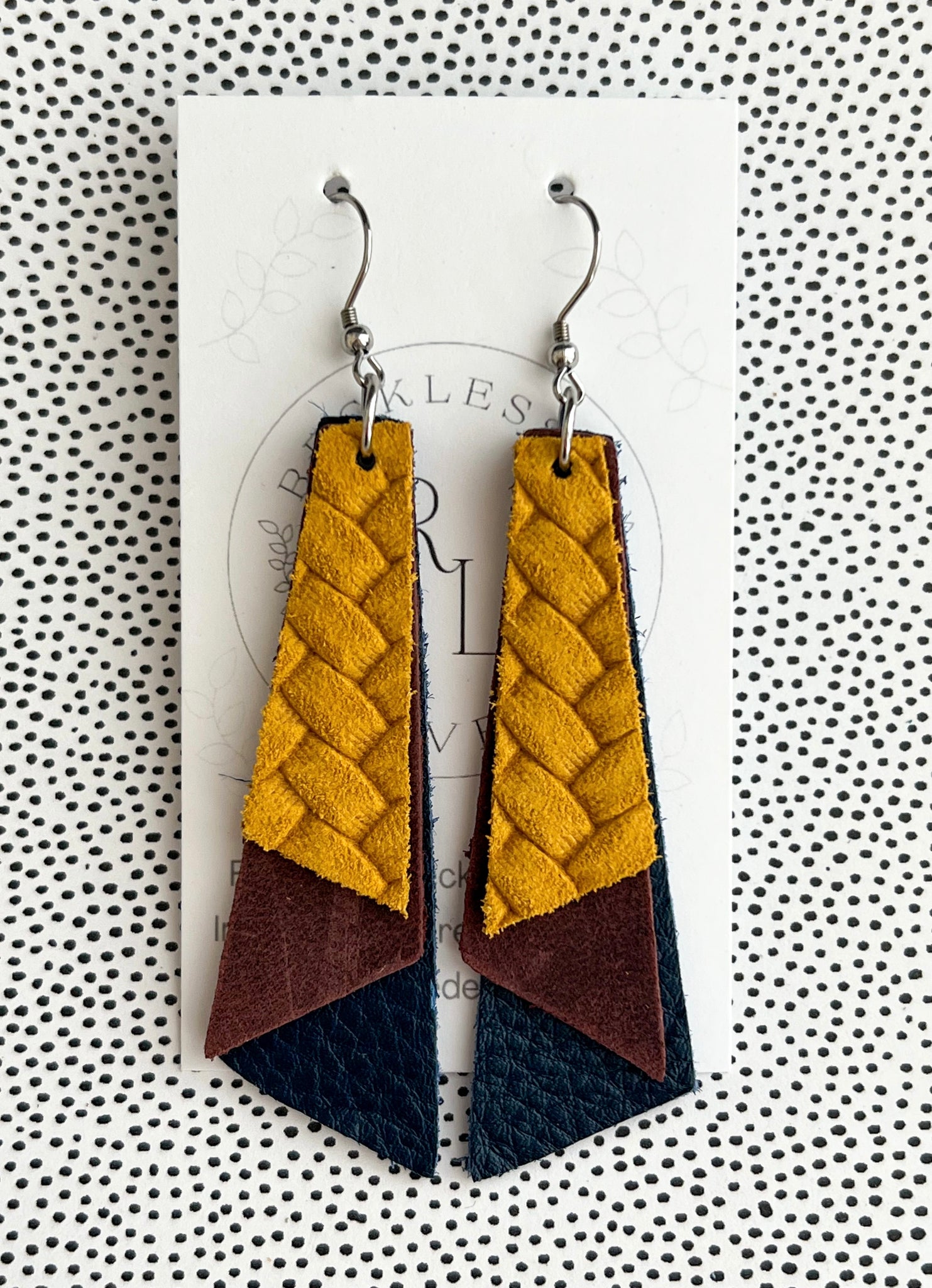 Mustard,Merlot, and Navy Angled Earrings