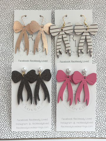 Leather Bow Earrings