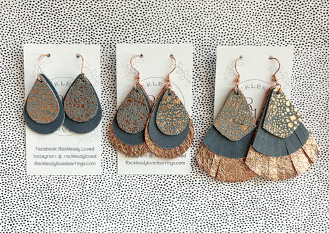 Rose Gold and Gray Earrings