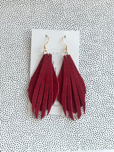 Layered Red Suede Earrings