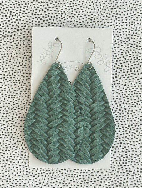 Braided green earrings