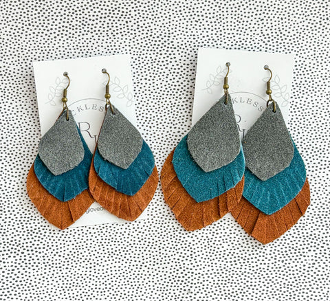 Fall Triple Layered Suede Earrings