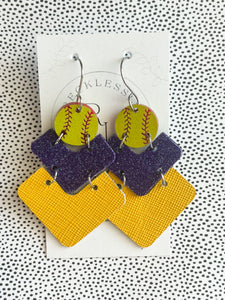 Softball Stacked Earring