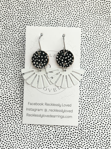 Black and White Fan Earrings