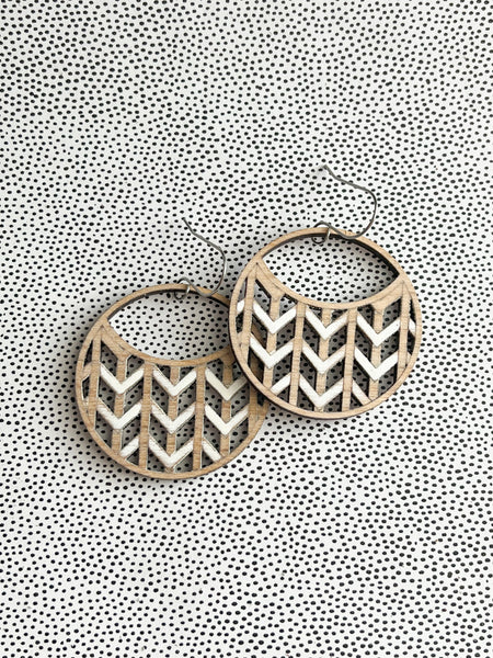 Chevron Weave Wooden Earrings