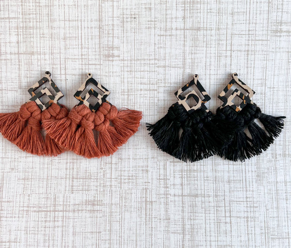 Printed Macrame Earrings