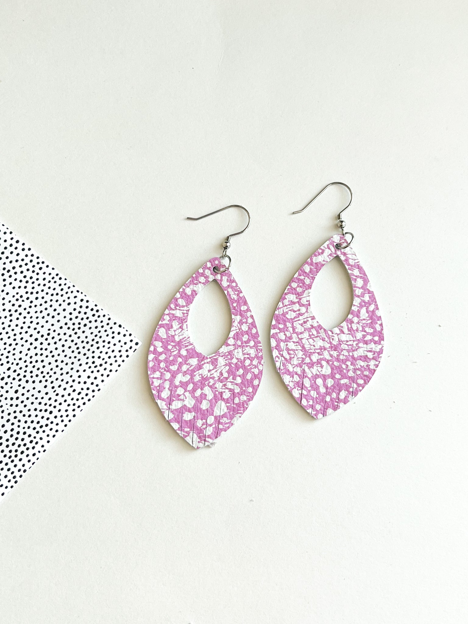 Orchid Pink and White Earrings